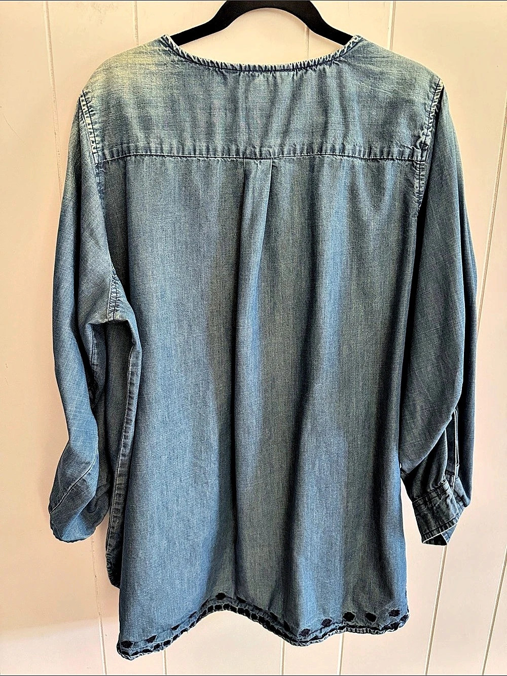 Tantrums Embroidered Chambray Denim Tunic XXL Boho Western Country Prairie Rodeo - Picture 9 of 14